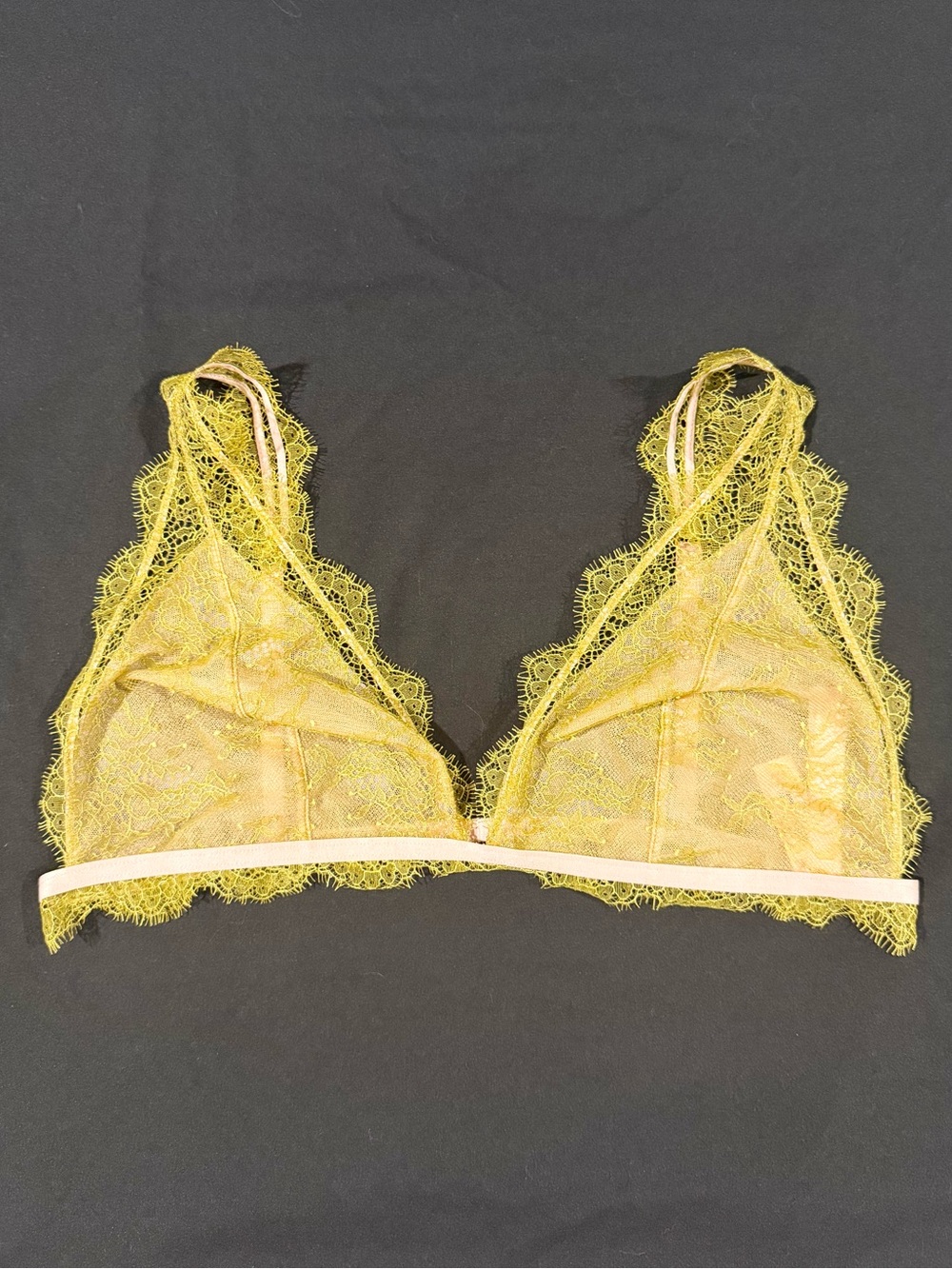 Gold & Pale Pink Lace Bralette